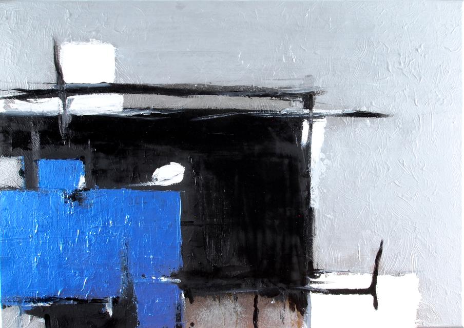 Re-Clining IV (silver-blue) - 2024 | 50x70cm | acrylic, oil on canvas
